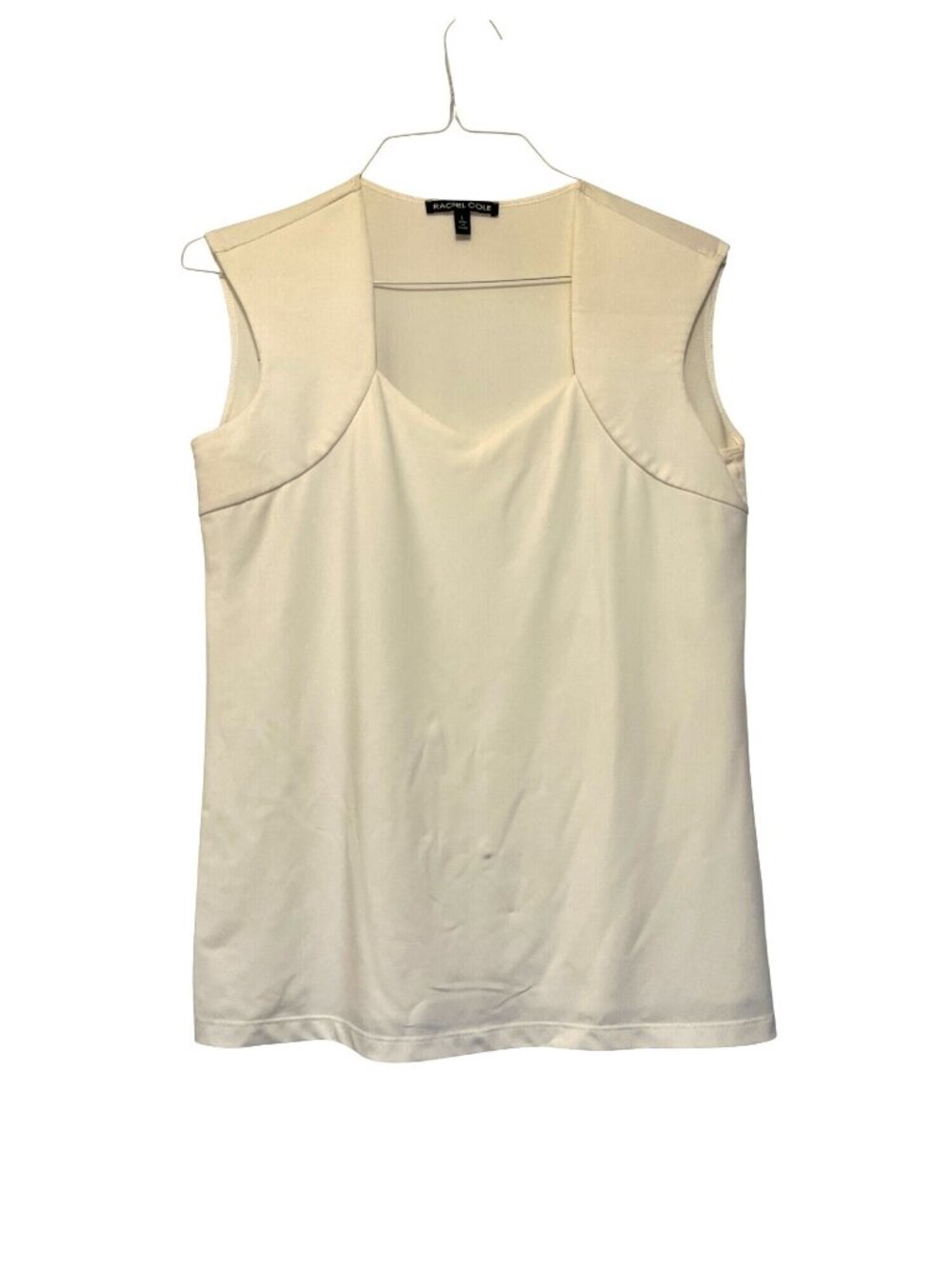 Rachel Cole Cream Sleeveless Top Size L Lined Front & Breathable Back